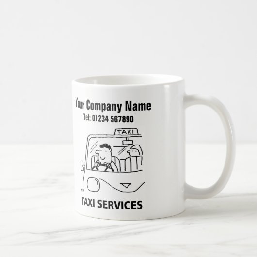 Taxi & Autovermietung Cartoon Tasse (Rechts)