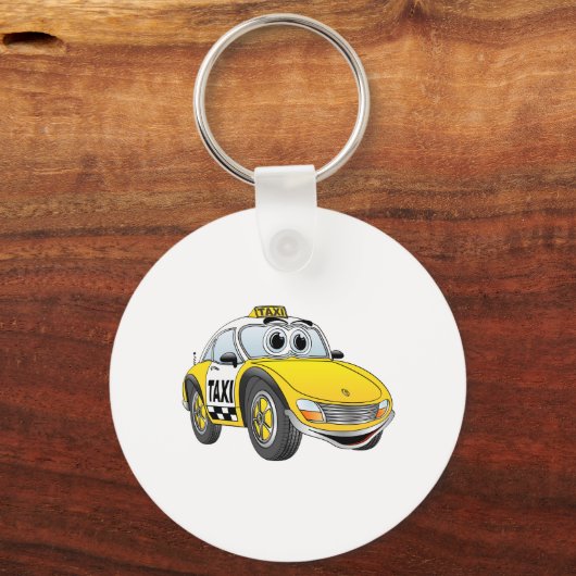 Taxi Cab Cartoon Schlüsselanhänger (Vorderseite)