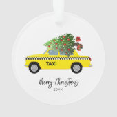 Taxi Cab Frohe Weihnachtsbaum Jahr Keepake Ornament (Rückseite)