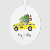 Taxi Cab Frohe Weihnachtsbaum Jahr Keepake Ornament (Vorderseite)