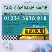 Taxi-Cab-Sign mit Preislisten-Werbung Flyer (Einzeln)