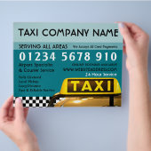 Taxi-Cab-Sign mit Preislisten-Werbung Flyer (Hand)