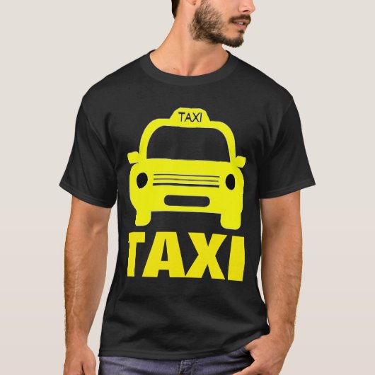 Taxi Cab und Text über den dunklen T - Shirt der M (Vorderseite)