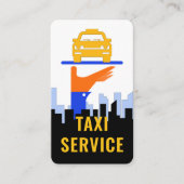 Taxi Car On Serving Tray City Silhouette Visitenkarte (Vorderseite)