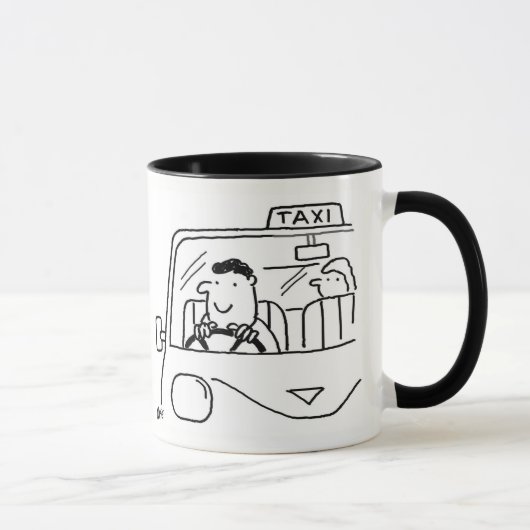 Taxi Cartoon. CAB-Treiber Tasse (Rechts)