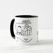 Taxi Cartoon. CAB-Treiber Tasse (Vorderseite Links)