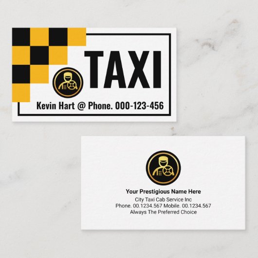 Taxi Checked Boxes Cab Driver Visitenkarte (Vorne/Hinten)