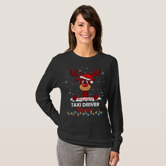 Taxi Driver Rentier Weihnachtsmannmütze Buffalo Ka T-Shirt (Vorne ganz)