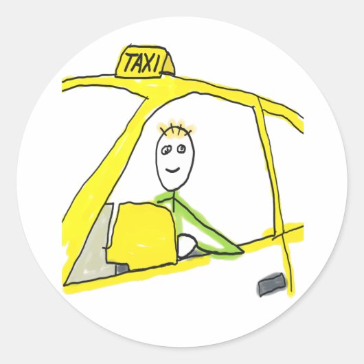 Taxi Driver Stickman Runder Aufkleber (Vorderseite)