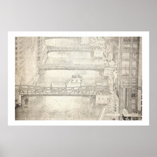 Taxi entlang des Flusses Chicago Poster (Vorne)