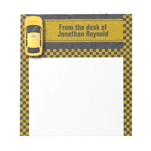 Taxi-Fahrer Gelbes Taxi Notizblock (Vorderseite)