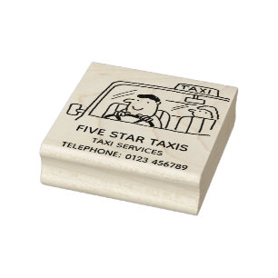 Taxi-Fahrer hinter dem Rad Gummistempel