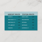 Taxi-Führerschein mit Preislisten für Flughäfen un Visitenkarte (Rückseite)