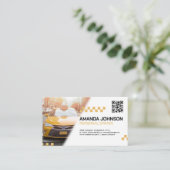 Taxi | Gelber Kai | QR Code Business Card Visitenkarte (Stehend Vorderseite)