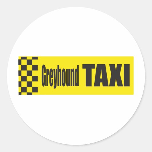 Taxi Greyhound Runder Aufkleber (Vorderseite)