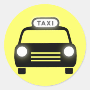Taxi in Schwarz und Weiß Runder Aufkleber
