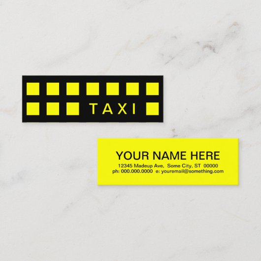 TAXI (Mod-Quadrate) Mini Visitenkarte (Vorne/Hinten)