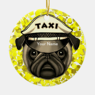 Taxi-Mops Keramik Ornament