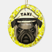 Taxi-Mops Keramik Ornament (Links)