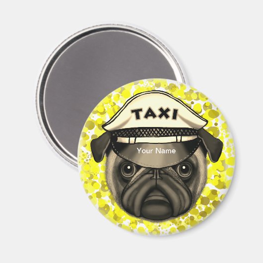 Taxi-Mops Magnet (Vorderseite/Rückseite)