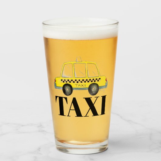 TAXI New York City Checked Yellow Cab NYC Glas (Vorne (Gefüllt))