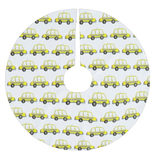 TAXI! New York City NYC Checked Yellow Cab Polyester Weihnachtsbaumdecke (Vorderseite)