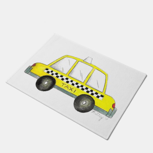 Taxi NYC Gelb New York City Karren Auto Fußmatte (Schrägansicht)