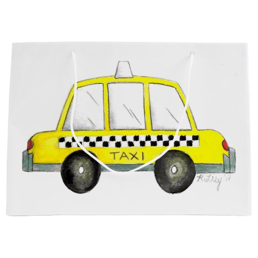 Taxi NYC Gelb New York City Karren Auto Große Geschenktüte (Vorderseite)