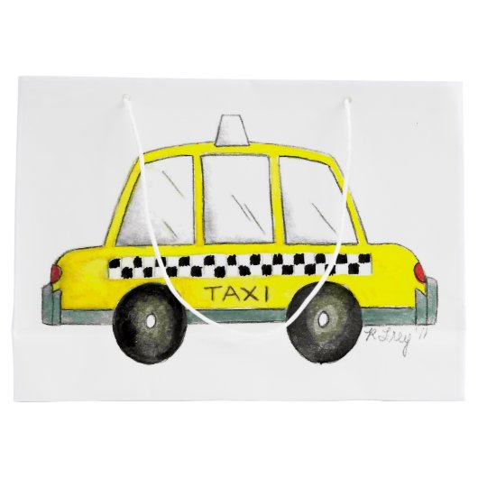 Taxi NYC Gelb New York City Karren Auto Große Geschenktüte (Rückseite)