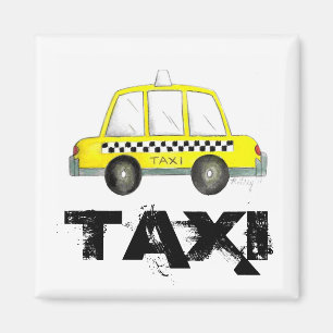 Taxi NYC Yellow New York City Checkered Cab Car Magnet