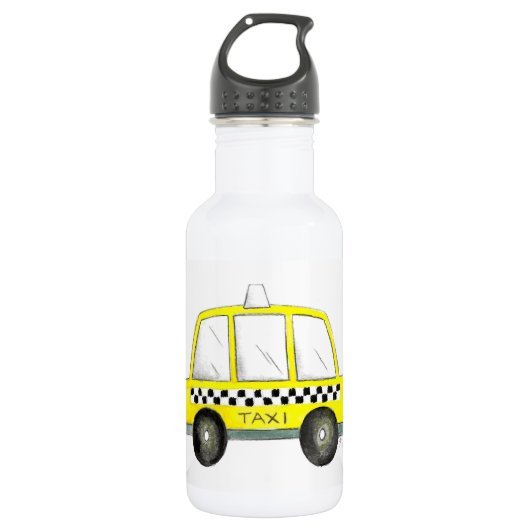 Taxi NYC Yellow New York City Checkered Cab Gesche Trinkflasche (Vorderseite)
