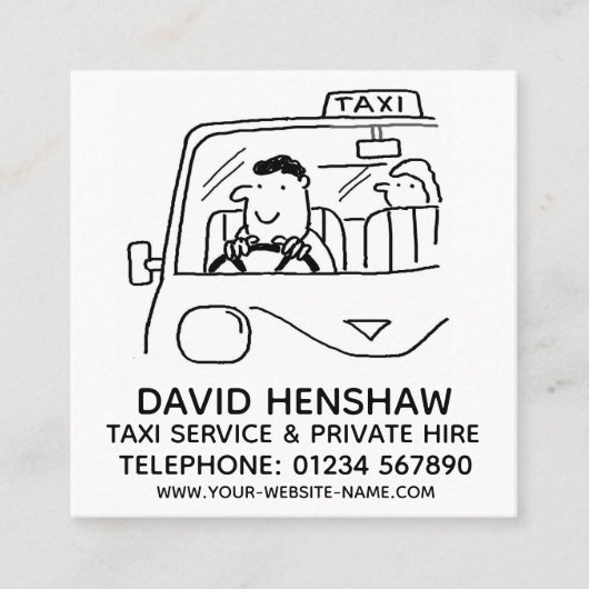 Taxi-Service & Privatvermietung Quadratische Visitenkarte (Vorderseite)
