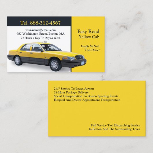 Taxi Yellow Cab Visitenkarte (Vorne/Hinten)