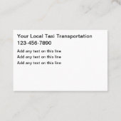 Taxicab Driver Taxi Light Business Cards Visitenkarte (Rückseite)