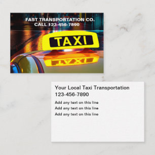 Taxicab Driver Taxi Light Business Cards Visitenkarte