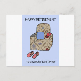 Taxifahrer glückliche Rente. Postkarte