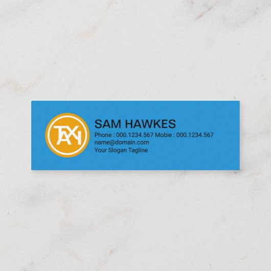 Taxifahrer mit transparentem Glas Mini Visitenkarte (Rückseite)