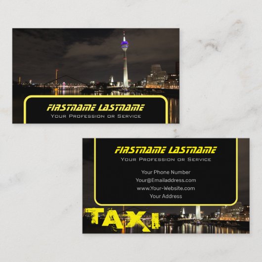 Taxifahrer Taxifahrer Gelbes Taxi Neuralampen Visitenkarte (Vorne/Hinten)