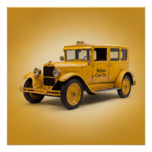 Taxis der 1920er Jahre auf gelbem Hintergrund