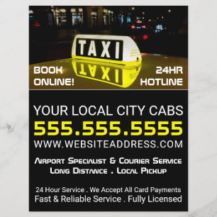 Taxischild, Taxiunternehmen mit Preisliste Flyer
