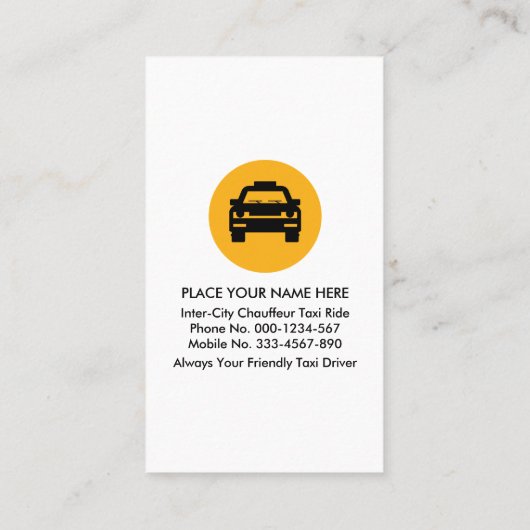 Taxistand auf dem Auto-Symbol Visitenkarte (Rückseite)