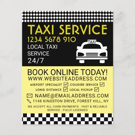 Taxistation, Taxi-Taxi-Firma mit Preisliste Flyer (Vorne)