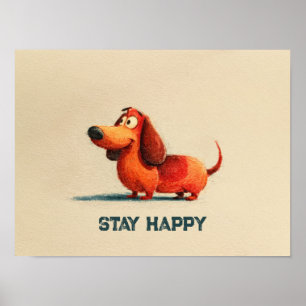 Tay Happy Dog – Süße positive Zitat Kunst Poster