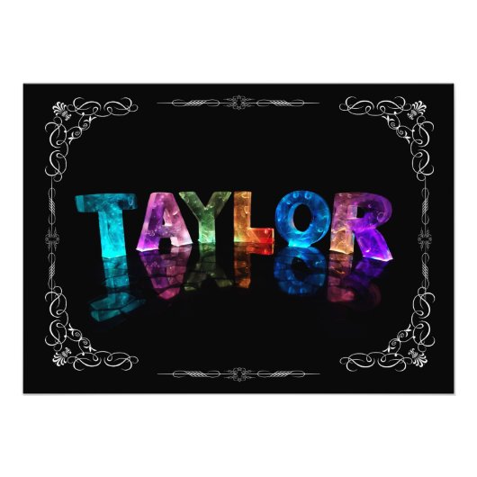 Taylor - Der Name Taylor in 3D-Leuchten (Foto) Fotodruck (Vorne)