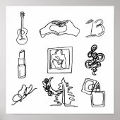 Taylor Eras Minimalistisch Line Art Album Poster (Vorne)