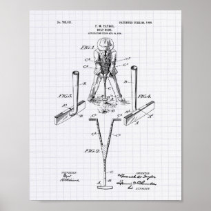 Taylor Golf Club 1905 Patent Art - Lined Peper Poster