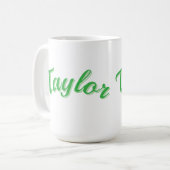 Taylor Name In Grün, Kaffeetasse (Vorderseite Links)