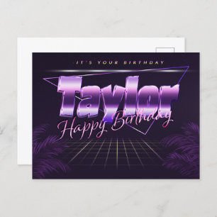 Taylor Name Vorname lila Postkarte Geburtstag