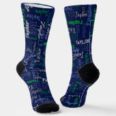 Taylor personalisierter Name grüne graue Socken (Gewinkelt)