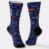 Taylor personalisierter Name orange blau grau Socken (Gewinkelt)